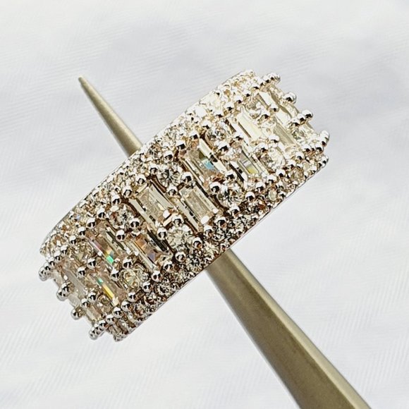 🔥 Fashion Rectangle Round Gems Zircon Luxury Eternity Ring for Women, EVGG1386 - Picture 7 of 15